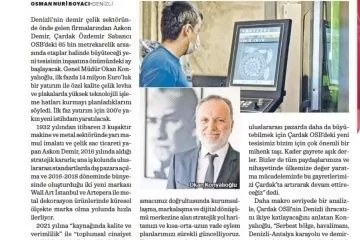 Askon Demir, Çelikte Yüksek Teknoloji Yatırımına Soyunuyor